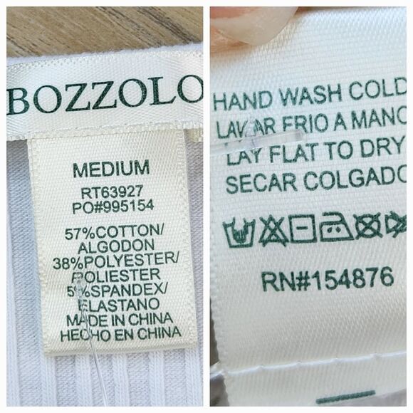 🔺️NWT Bozzolo White Notched Collar Long Sleeve Crop Top Medium - Picture 11 of 11